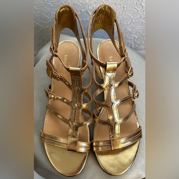 KATE SPADE ♠️- Gold Women's Sandals (7.5) ‼️NEW W/DUST BAG‼️ - Picture 3 of 14